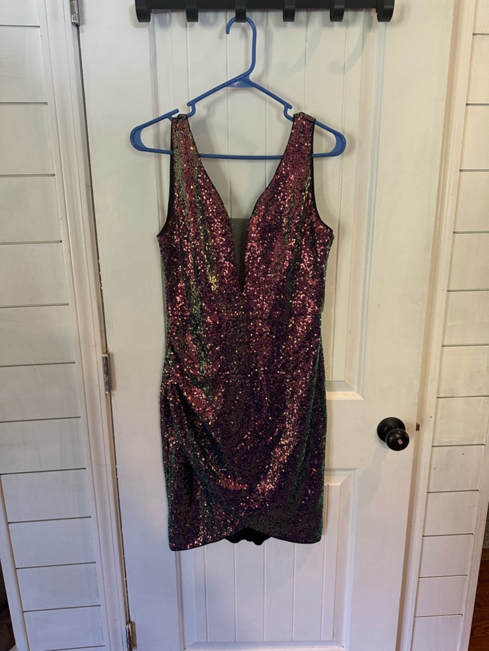 Grace Karin Sequin Mini Dress in Iridescent Burgundy
